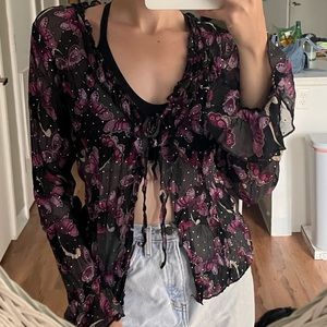 No boundaries, Y2K butterfly sparkly outer top